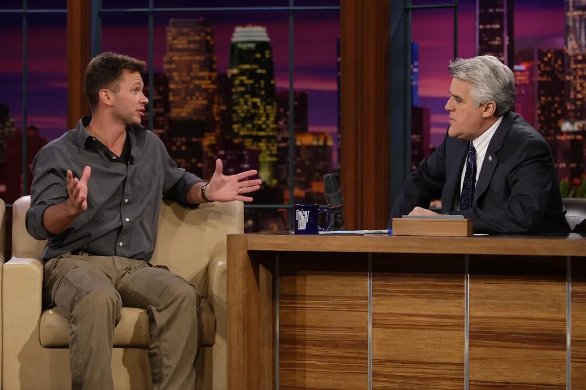 Eugene Cussons being interviewed on The Tonight Show